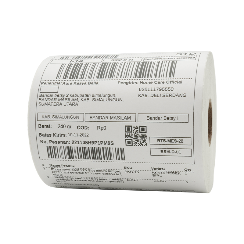 White/Blue Grid Thermal Tag Paper 100x150mm